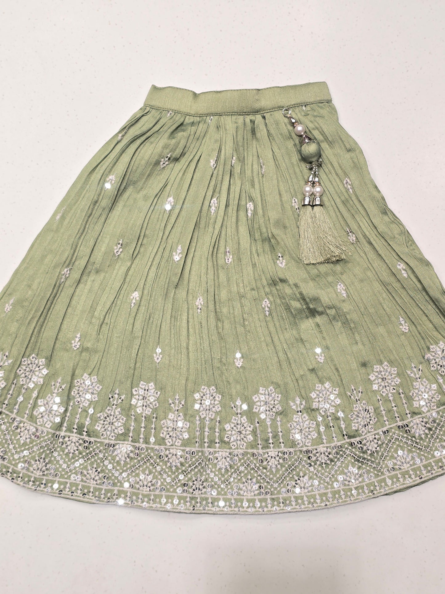 olive or sage green ethnic lehenga choli