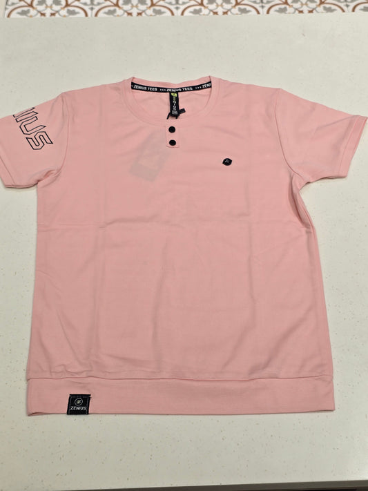 Baby Pink Printed Lycra Half Sleeve T-Shirt for Boys