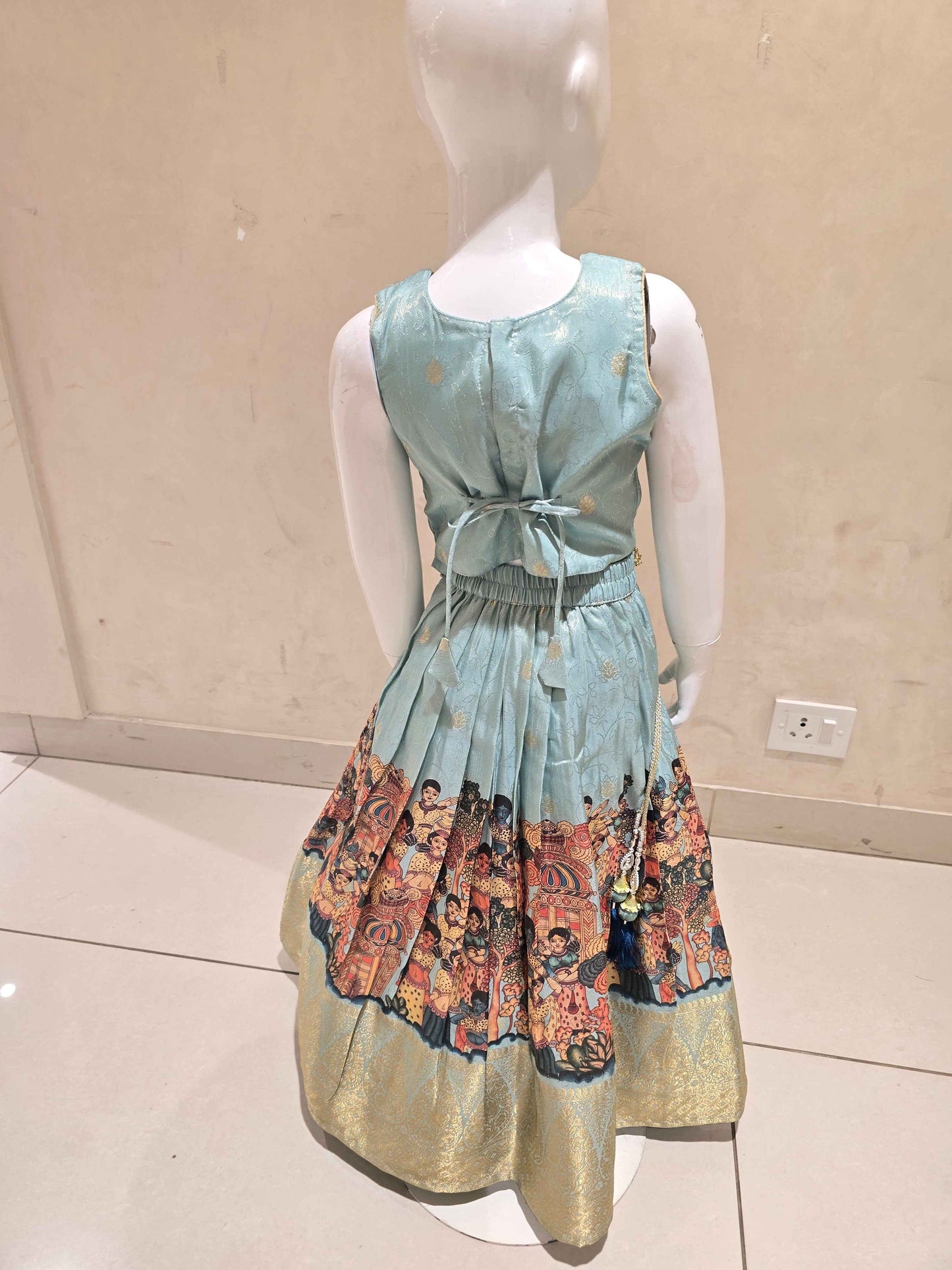 Pista Tissue Ghagra Choli for Girls