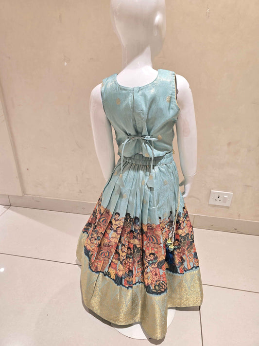 Pista Tissue Ghagra Choli for Girls