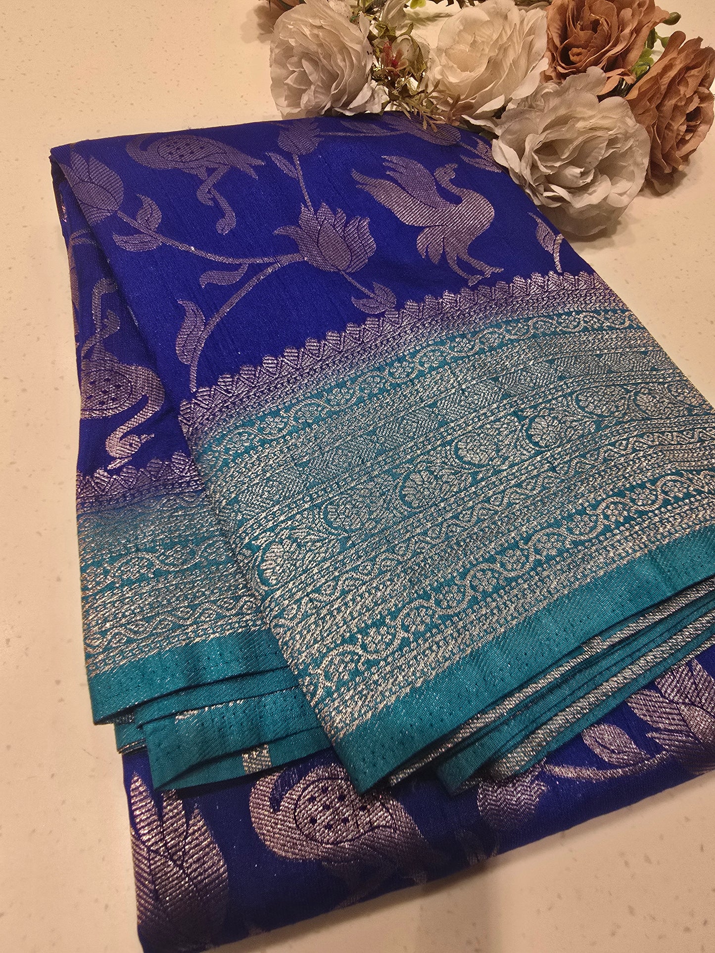 Semi Banarasi Silk Saree with Zari Weaving & Rich Border | Elegant Festive & Party Wear Saree for Women