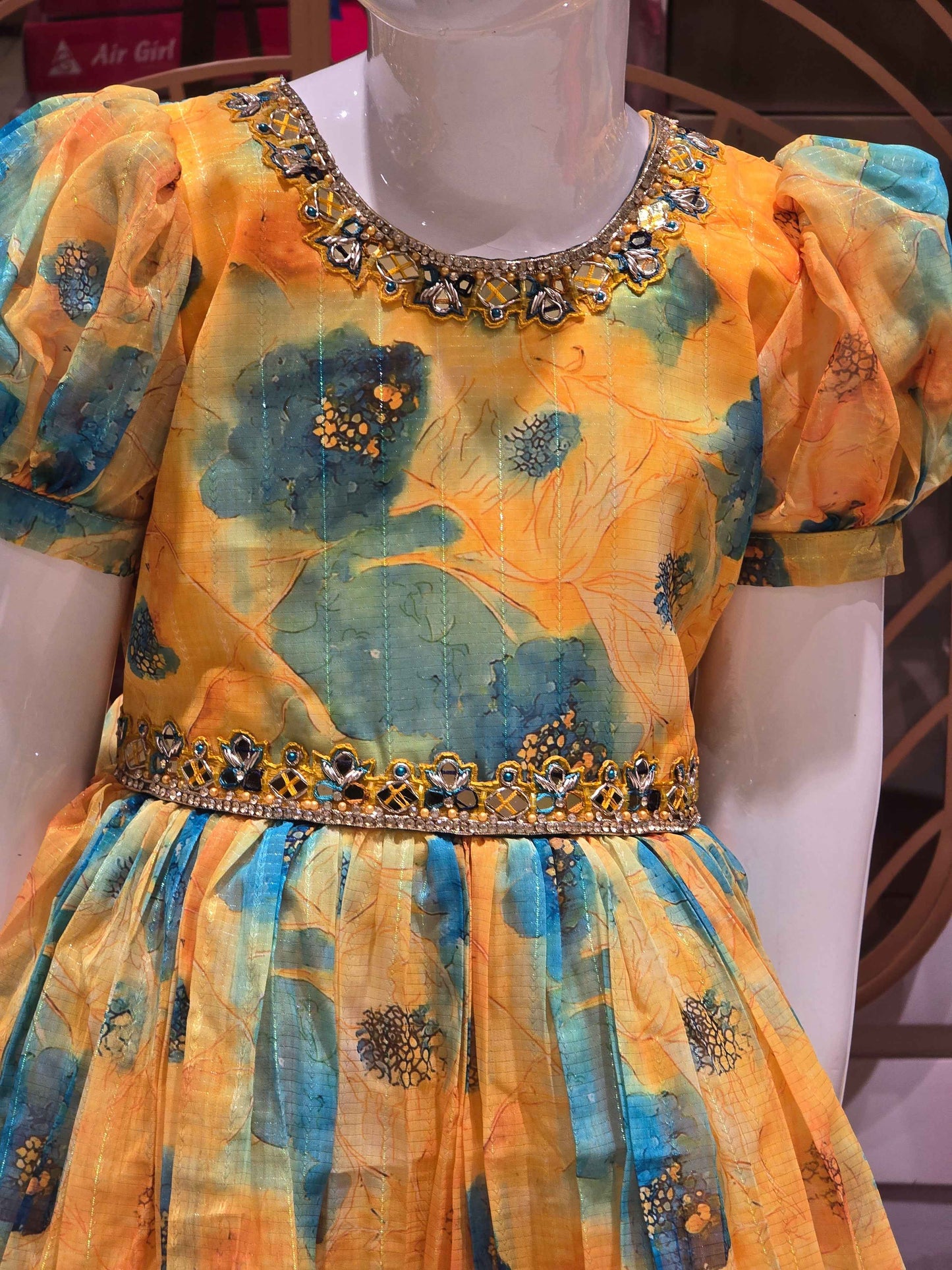 Baby Girl Multi Colour Georgette Traditional Gown