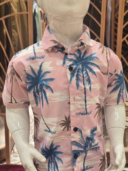 Printed lycra Material blue with pink colour capri set