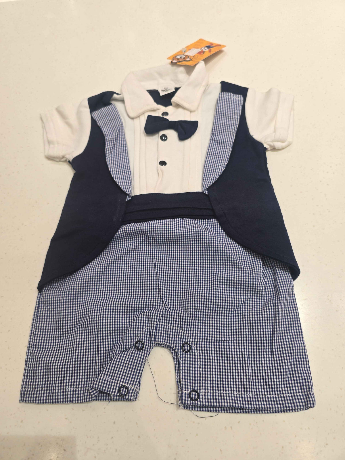 Gray Blue Cotton Dungaree for Boys