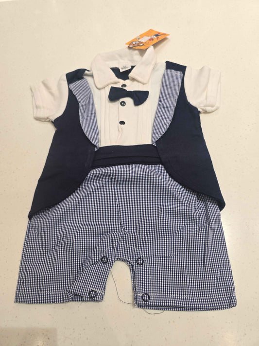 Gray Blue Cotton Dungaree for Boys