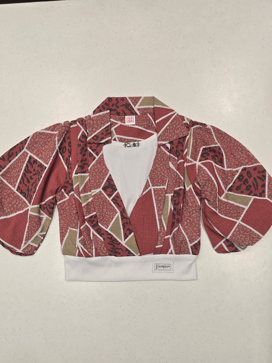 Girls Multicolor Chiffon Printed Jacket Top