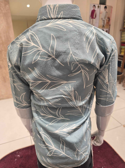 Printed Cotton pista green colour shirt for boys