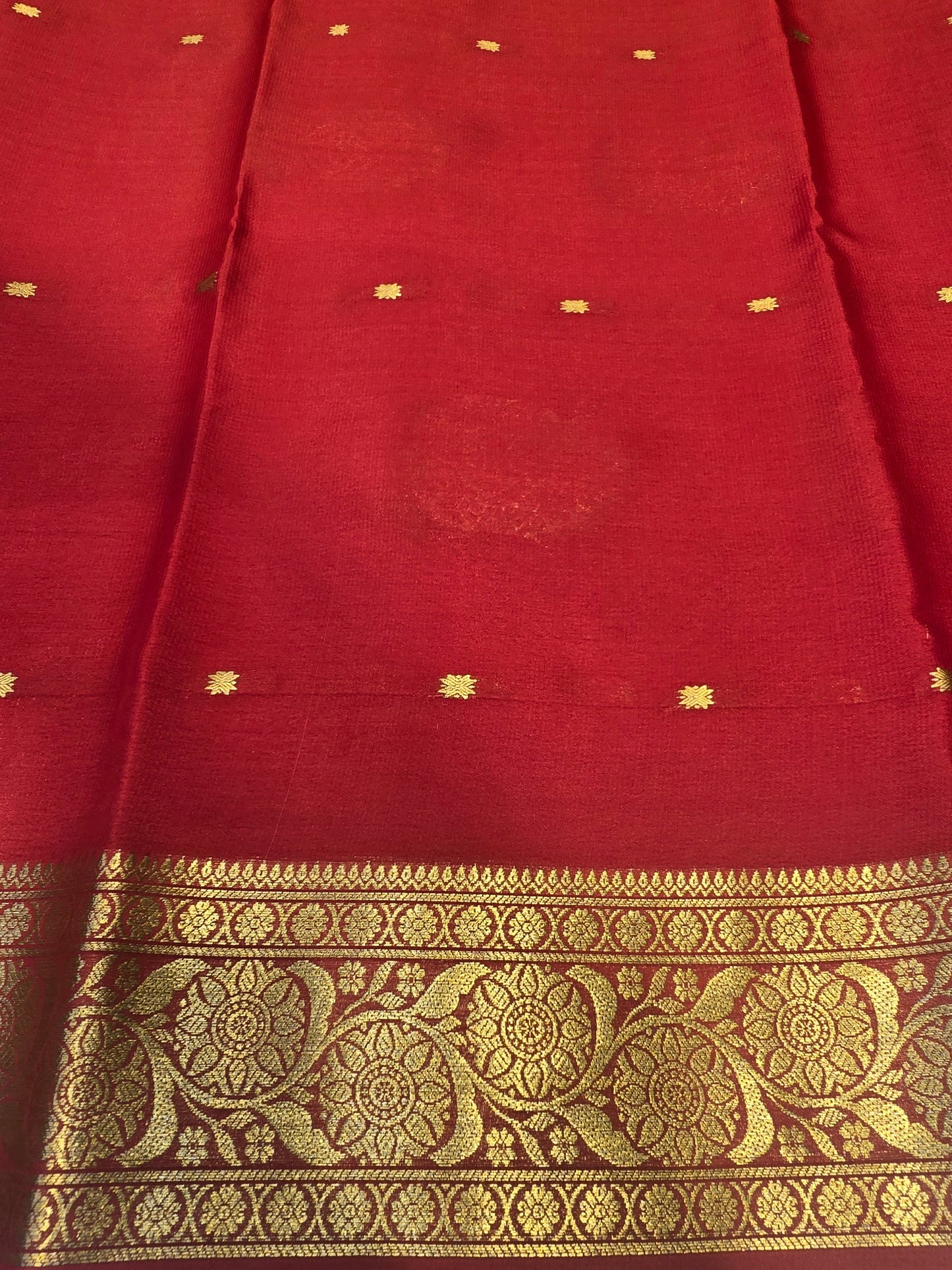 Pure Mysore Crepe Silk Saree with Butta Design and Traditional Zari Border | Lightweight Festive & Wedding Wear Saree