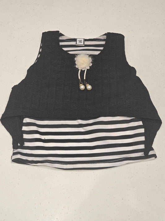 Lycra Material black color western top with round neck