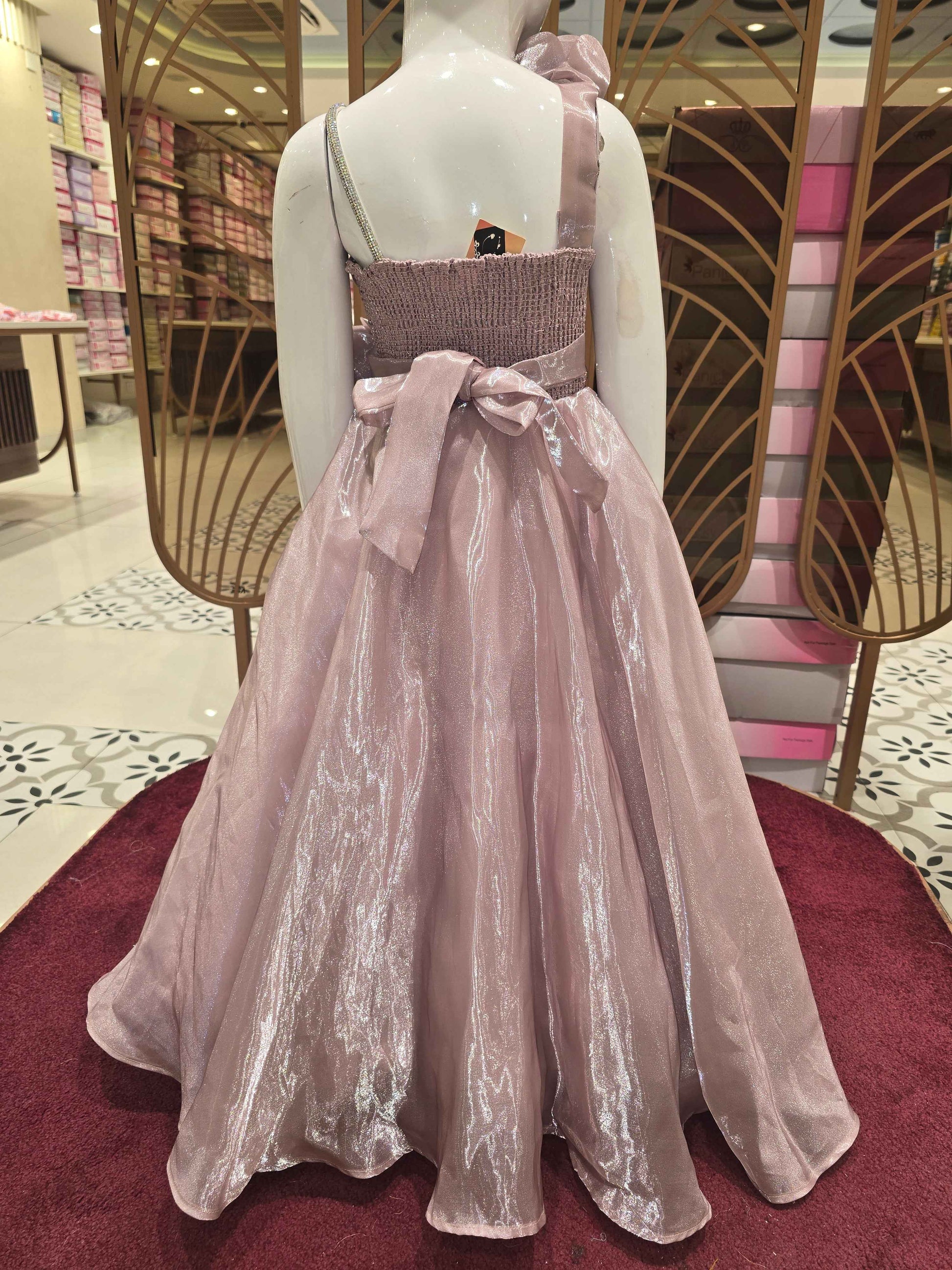 Girl Fawn Organza Party Wear Gown