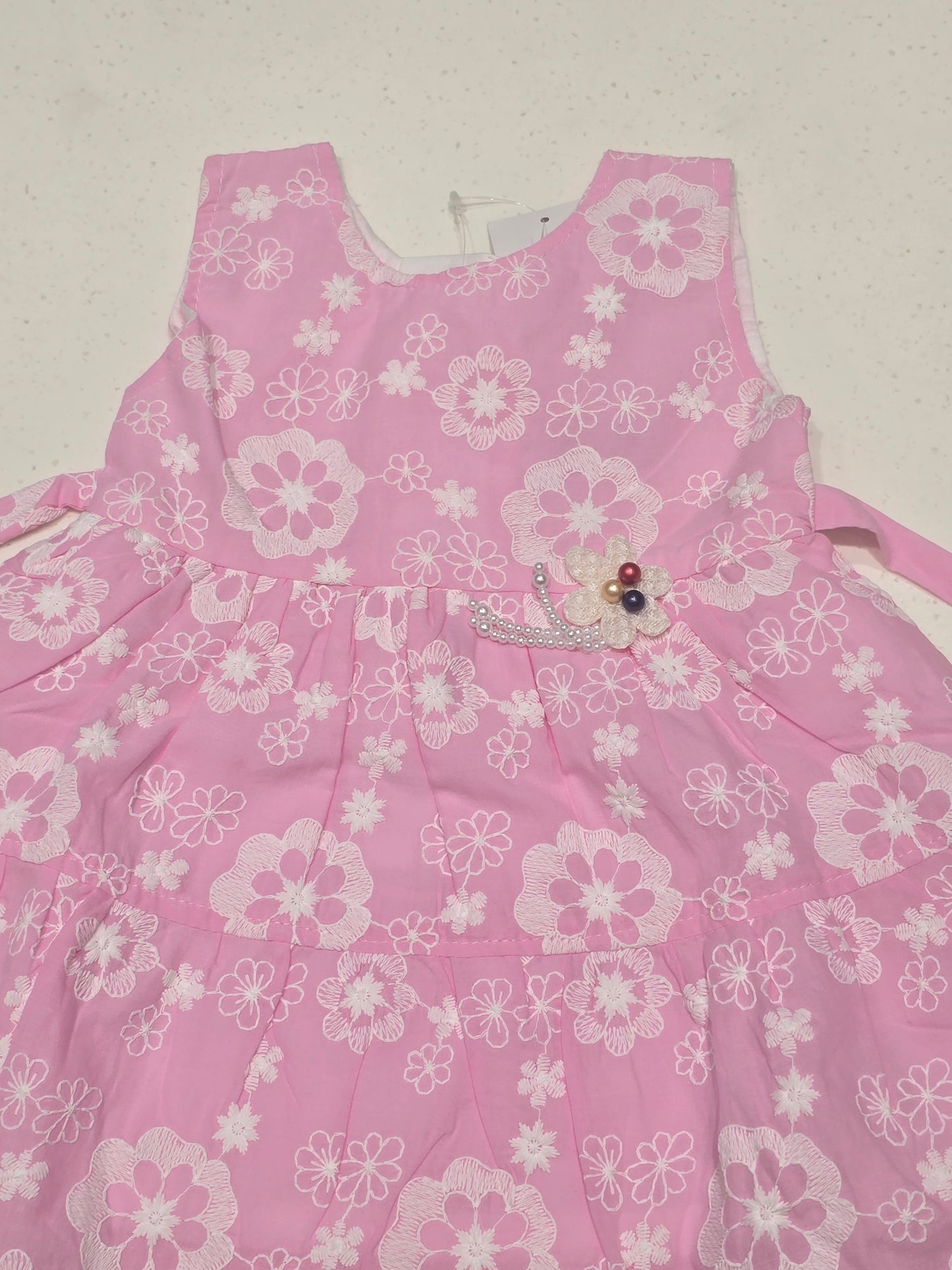 Baby Girl Baby Pink Cotton Embroidered Frock
