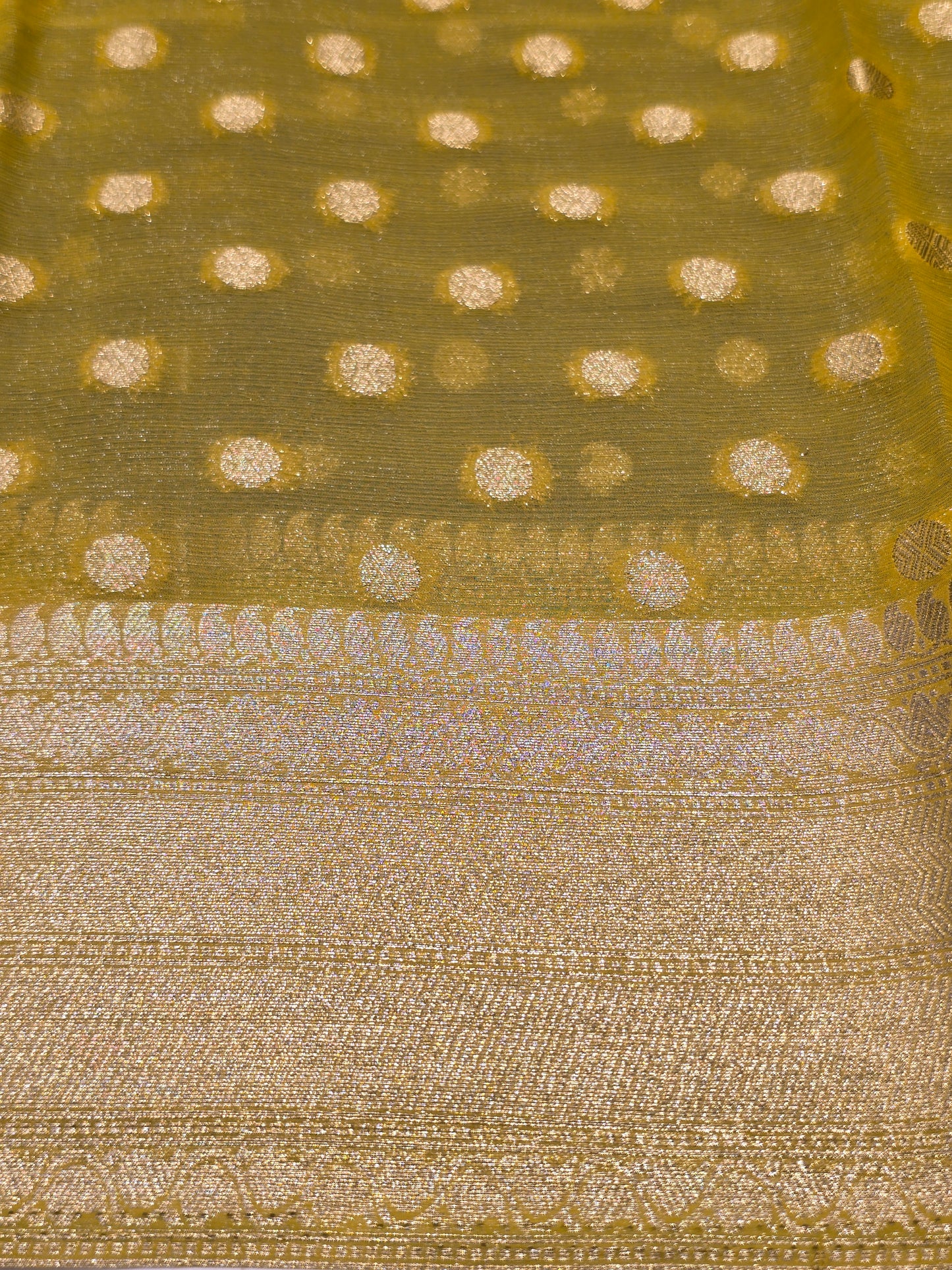 Georgette Silk Saree with Butta Motif, Traditional Zari Border & Contrast Blouse | Festive & Party Wear