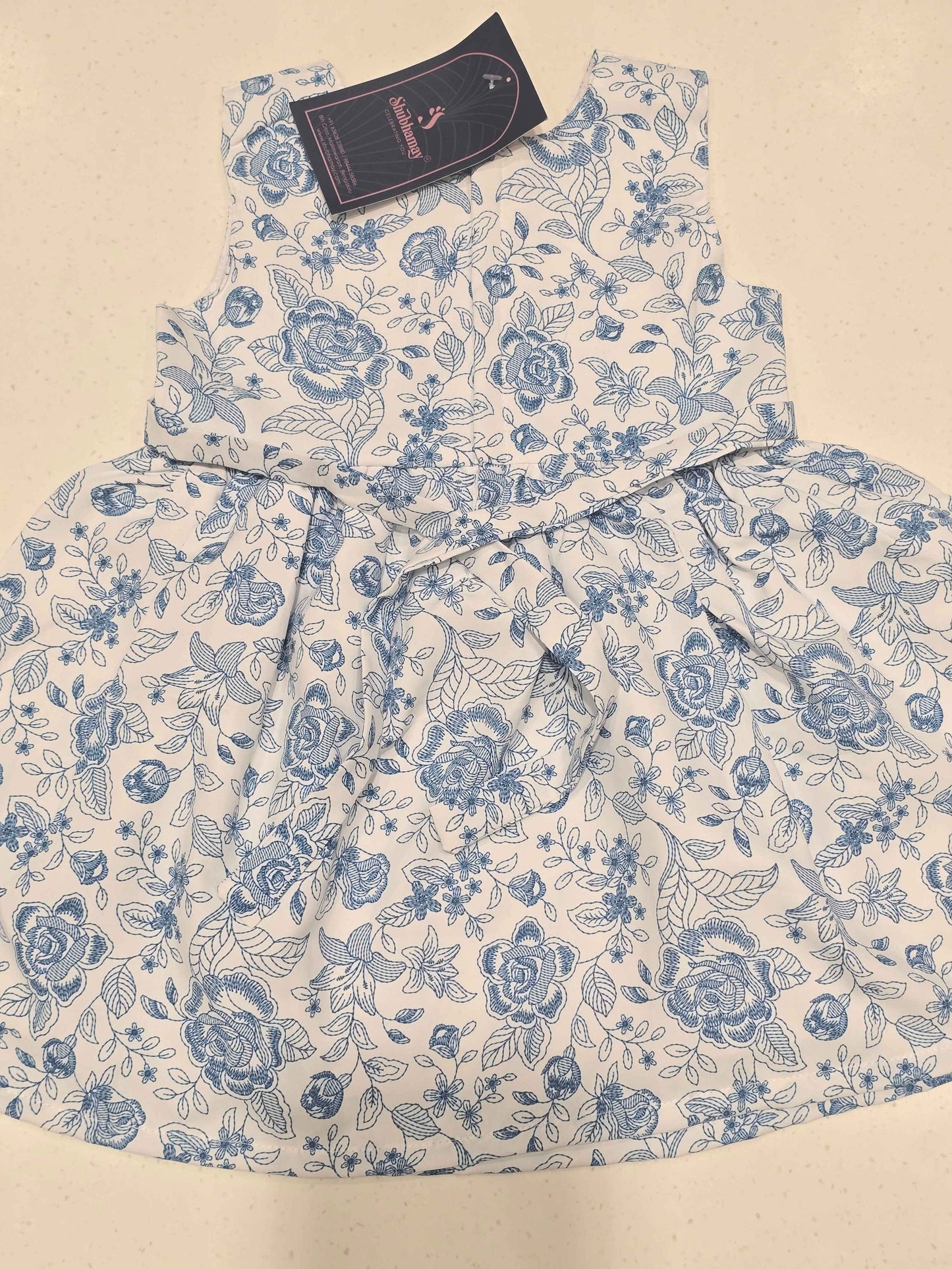 Baby Girl White Cotton Printed Frock