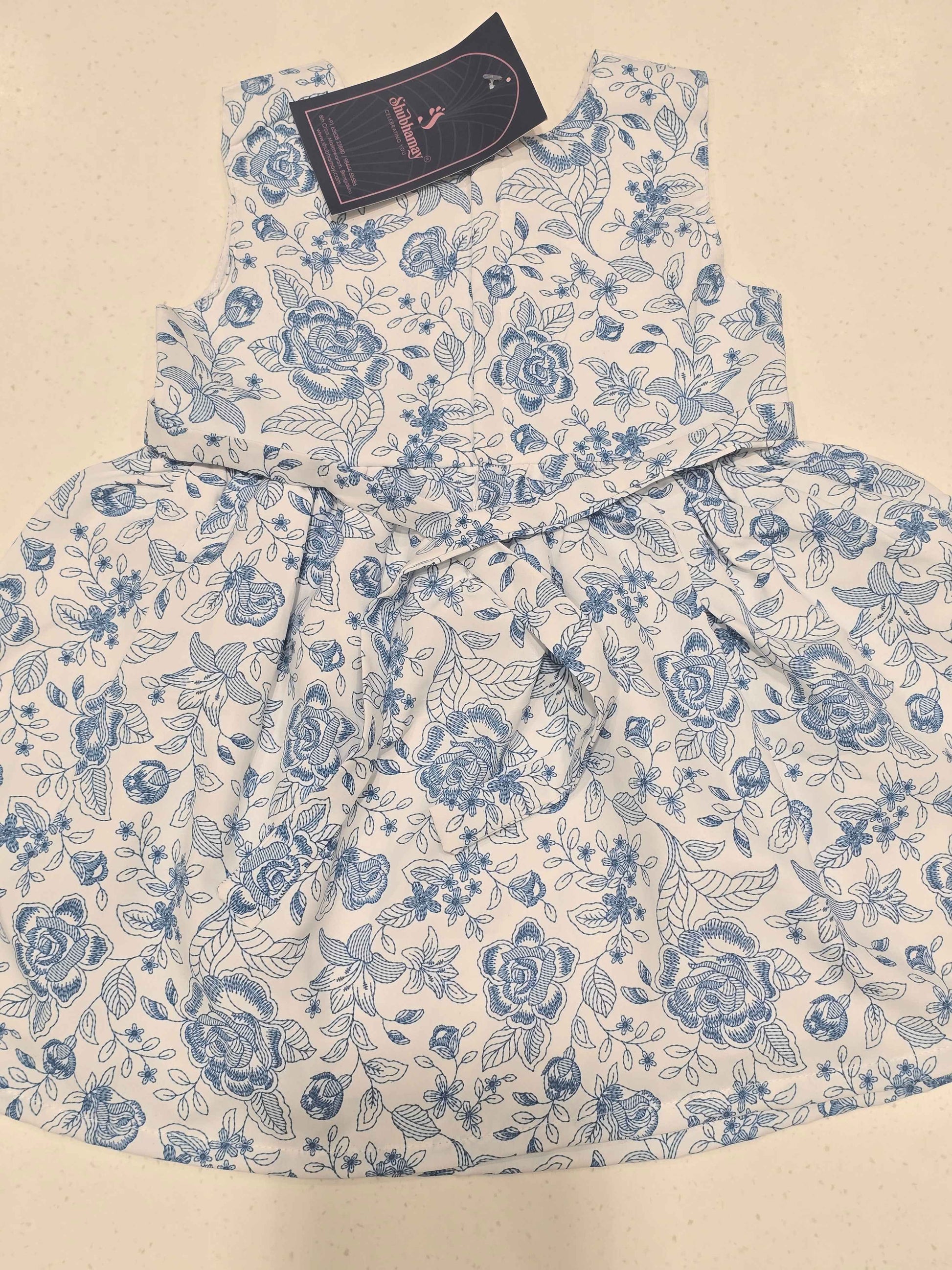 Baby Girl White Cotton Printed Frock