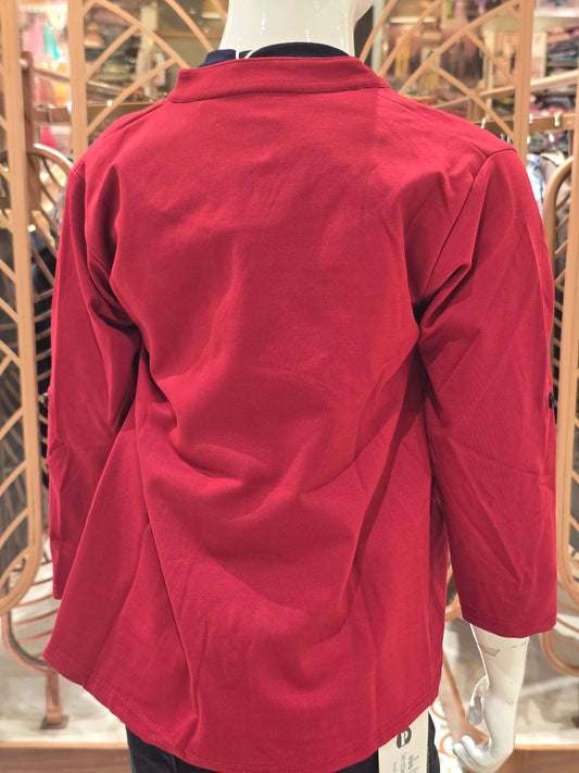 Red Blue Jersey Cotton Shrug Set for Boys
