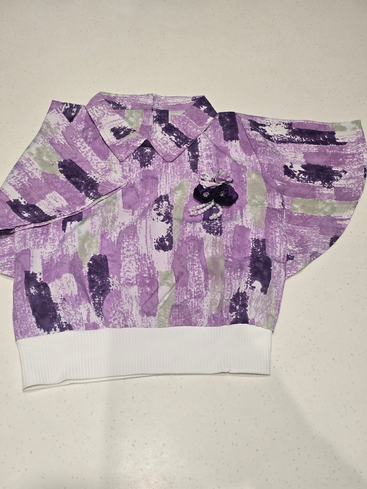 Shiffon material multi color crocktop for girls with colar neck