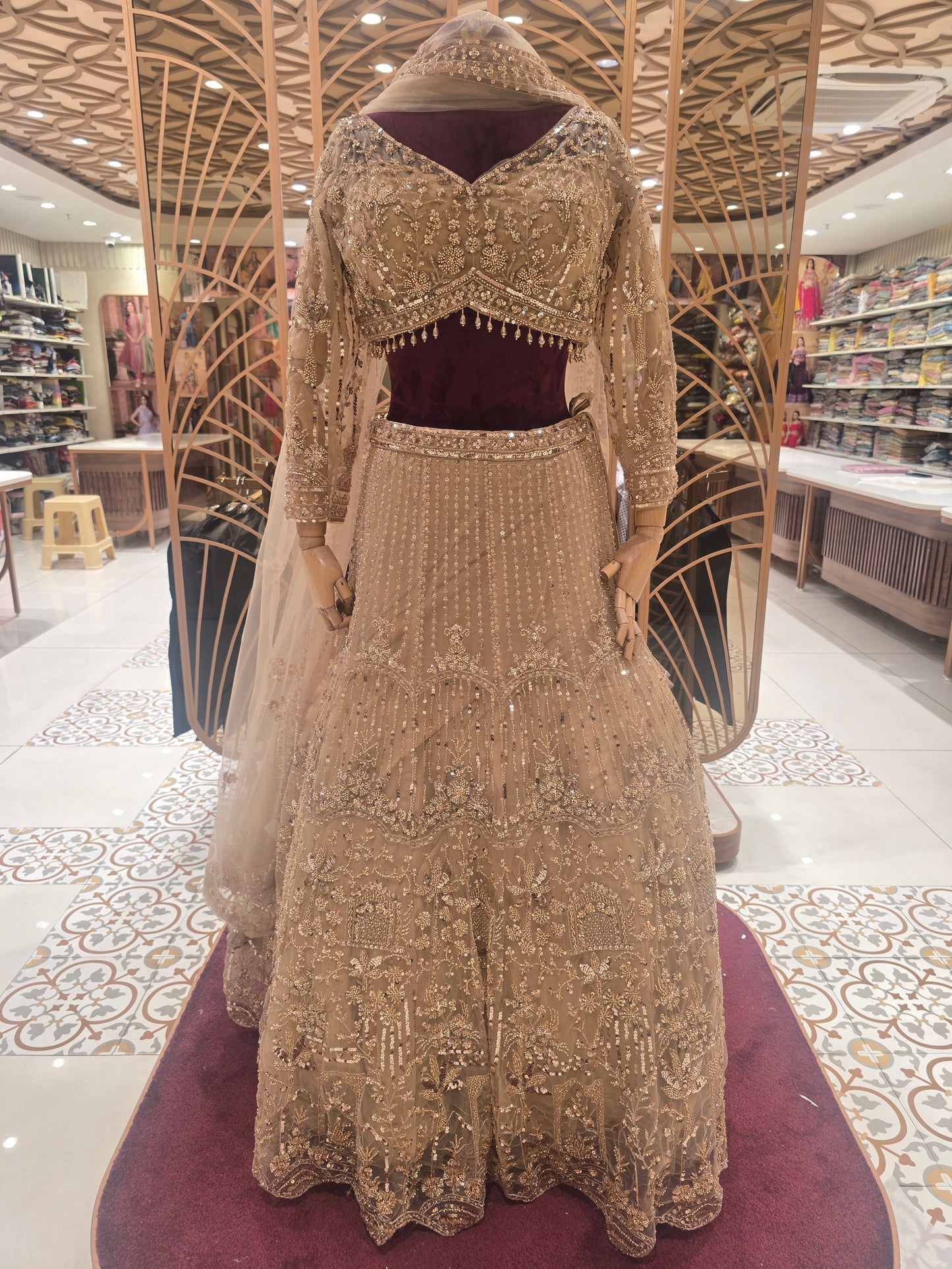 Pink Knitted Bridal Lehenga Set