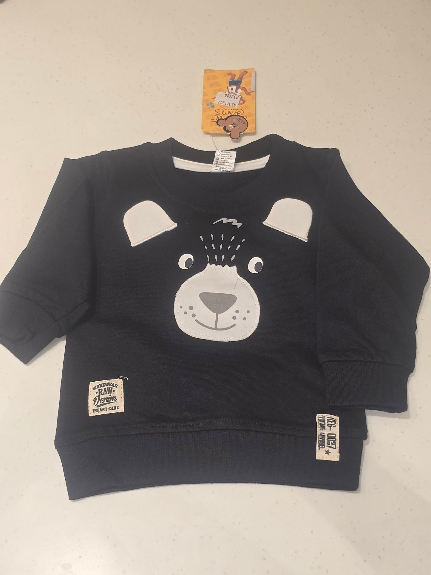Cotton material blue colour bear print t-shirt