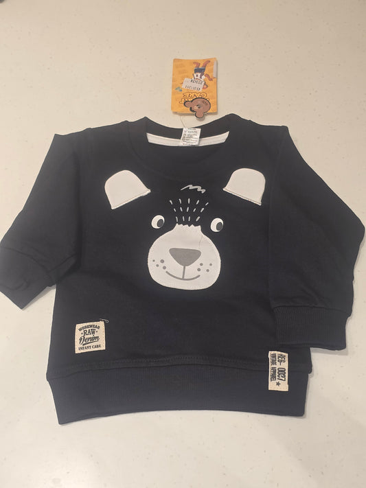 Cotton material blue colour bear print t-shirt