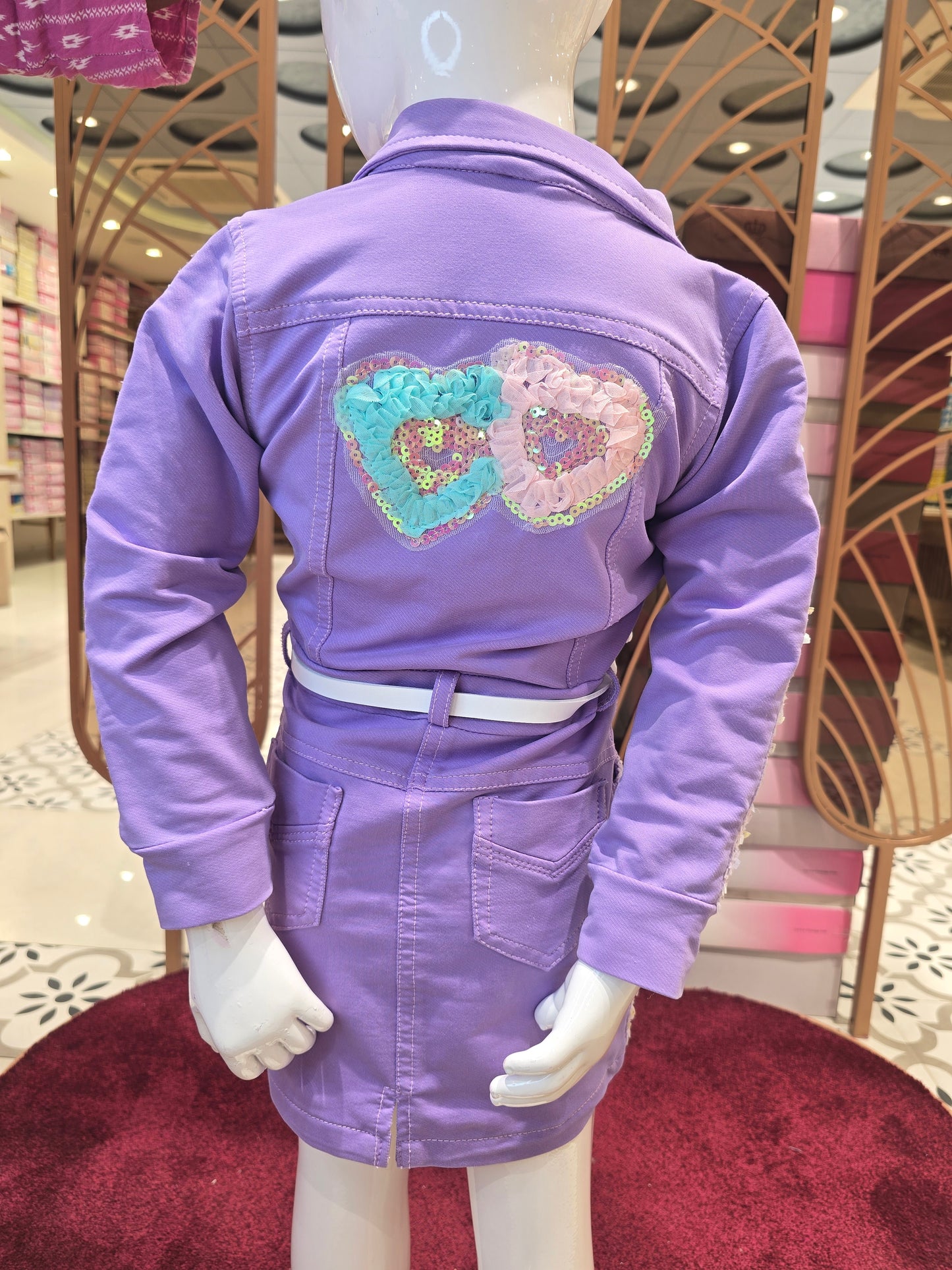 Girls Sequin Detail Crepe Western Dress