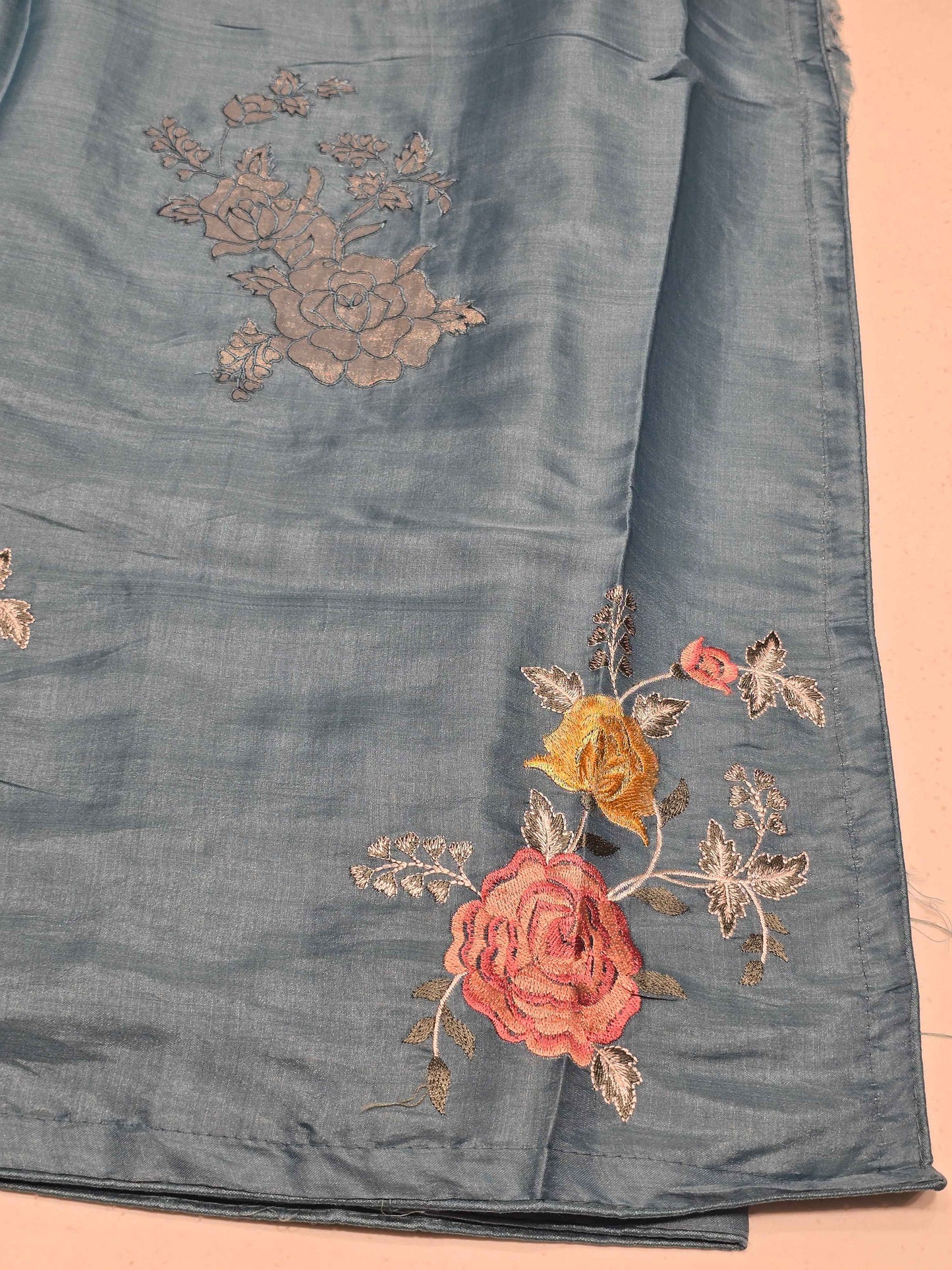 Tussar material multi colour flower designer saree