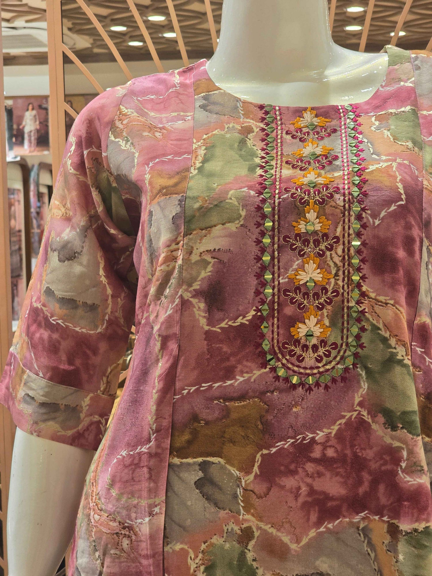 Rayon Cotton material top with round neck
