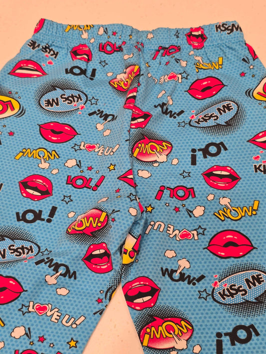 Printed Cotton material blue colour capri for girl
