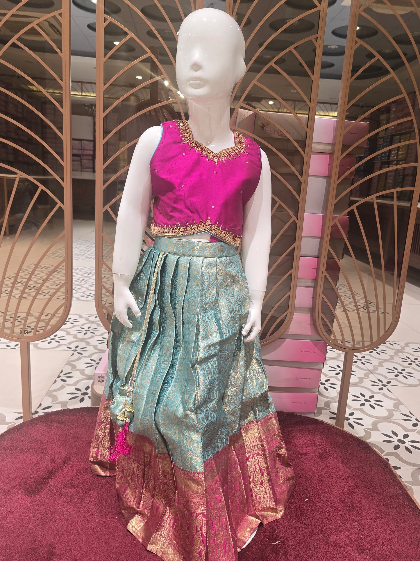 Girls Green Tissue Traditional Wear Set