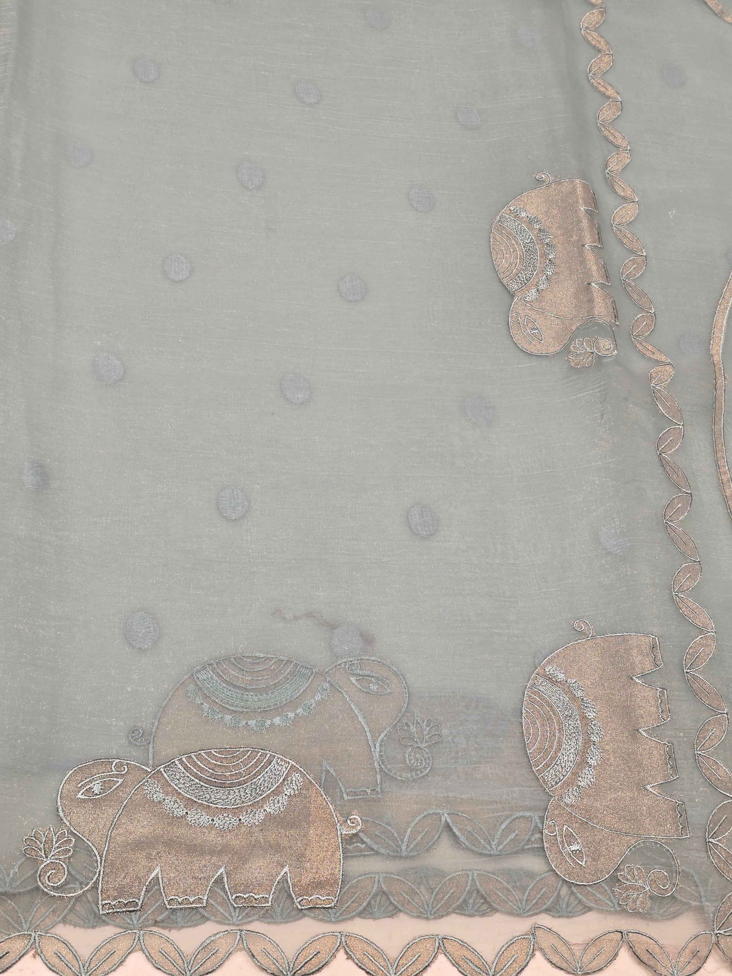 Sky Blue Organza Saree with Elephant Design