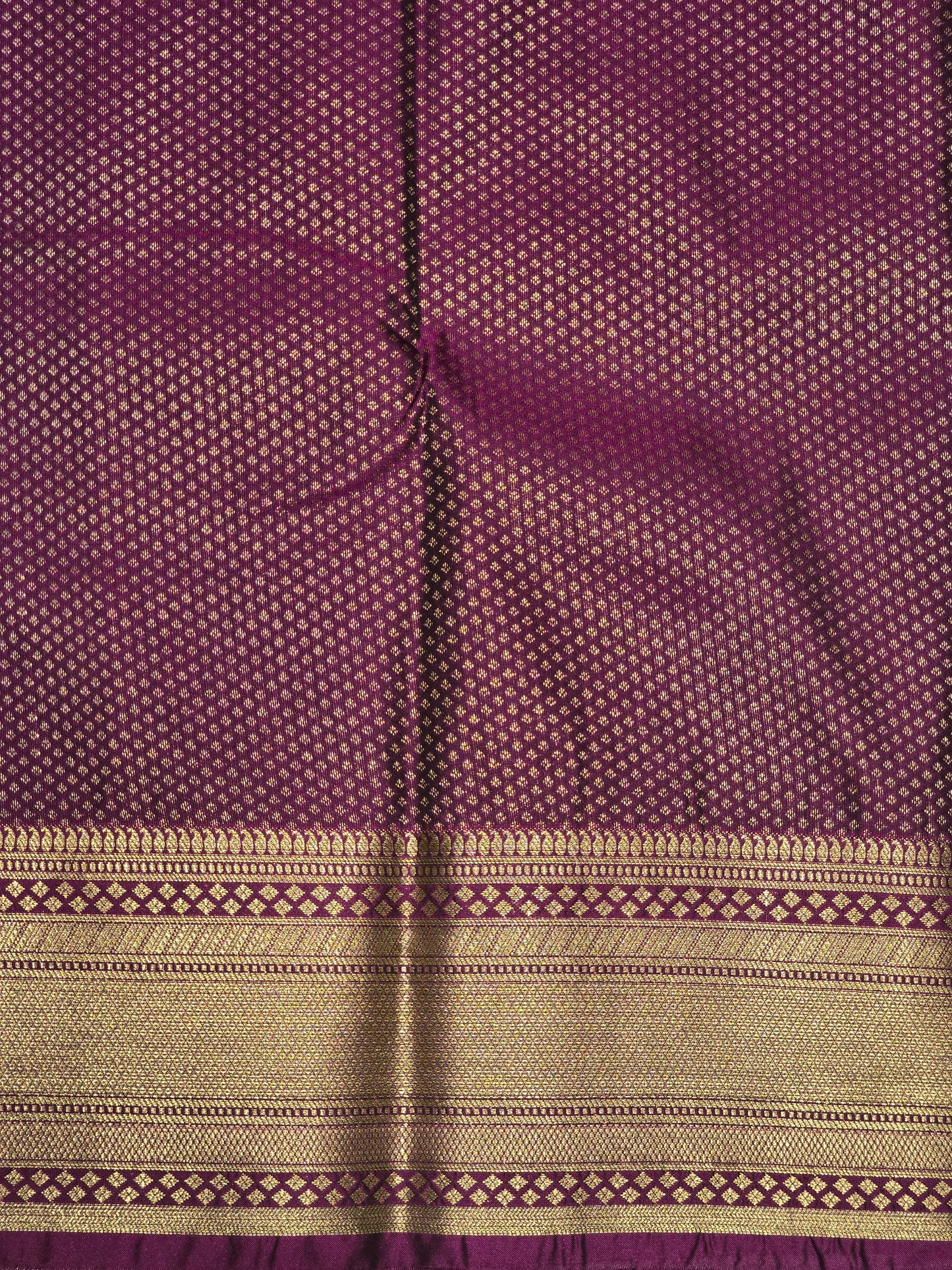 Semi kanjivaram saree with gatti border and traditional motifs