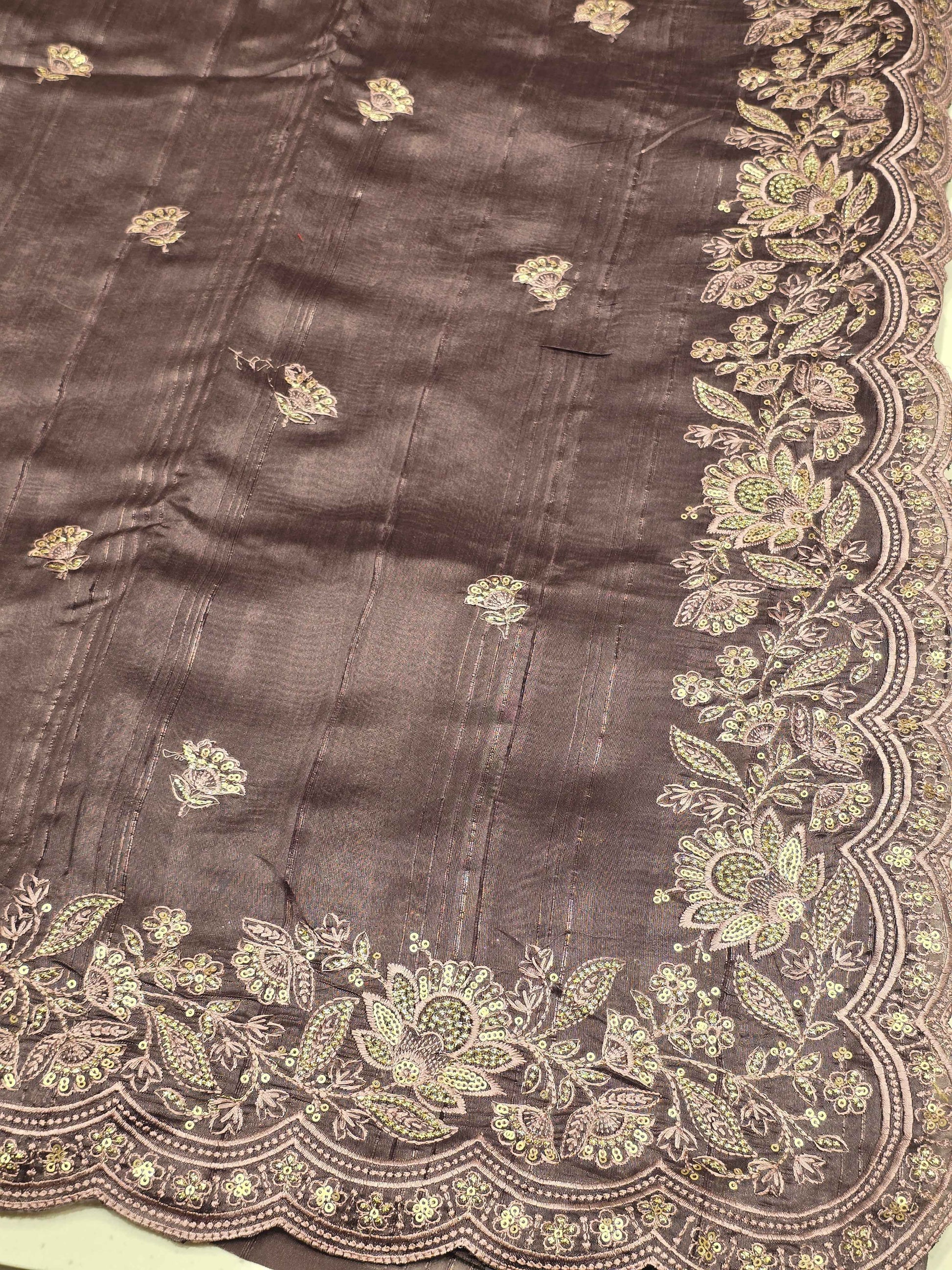 Tussar Silk Saree with Jute Finish & Sequin Work