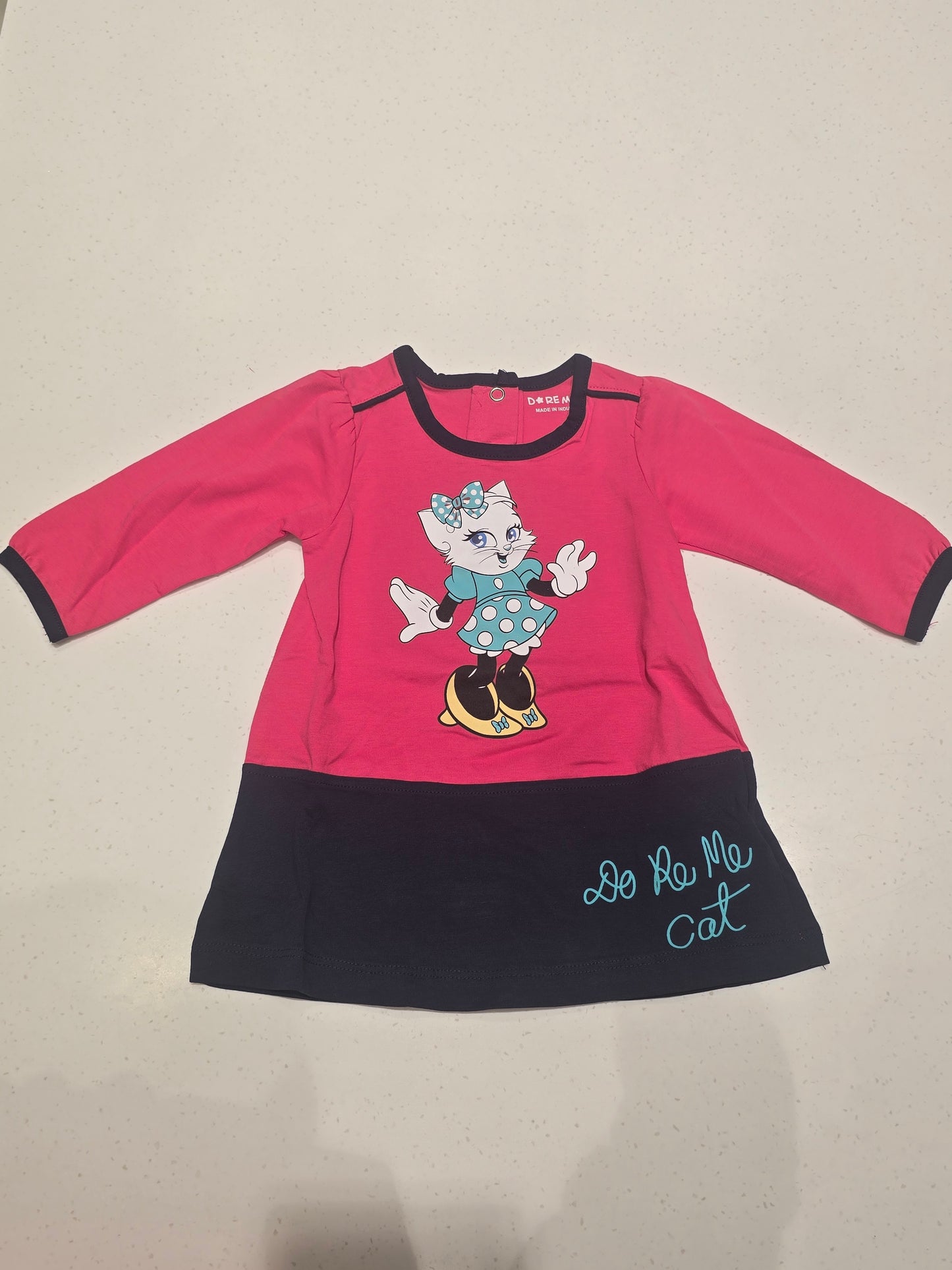 Baby Girl Pink Blue Cotton Frock