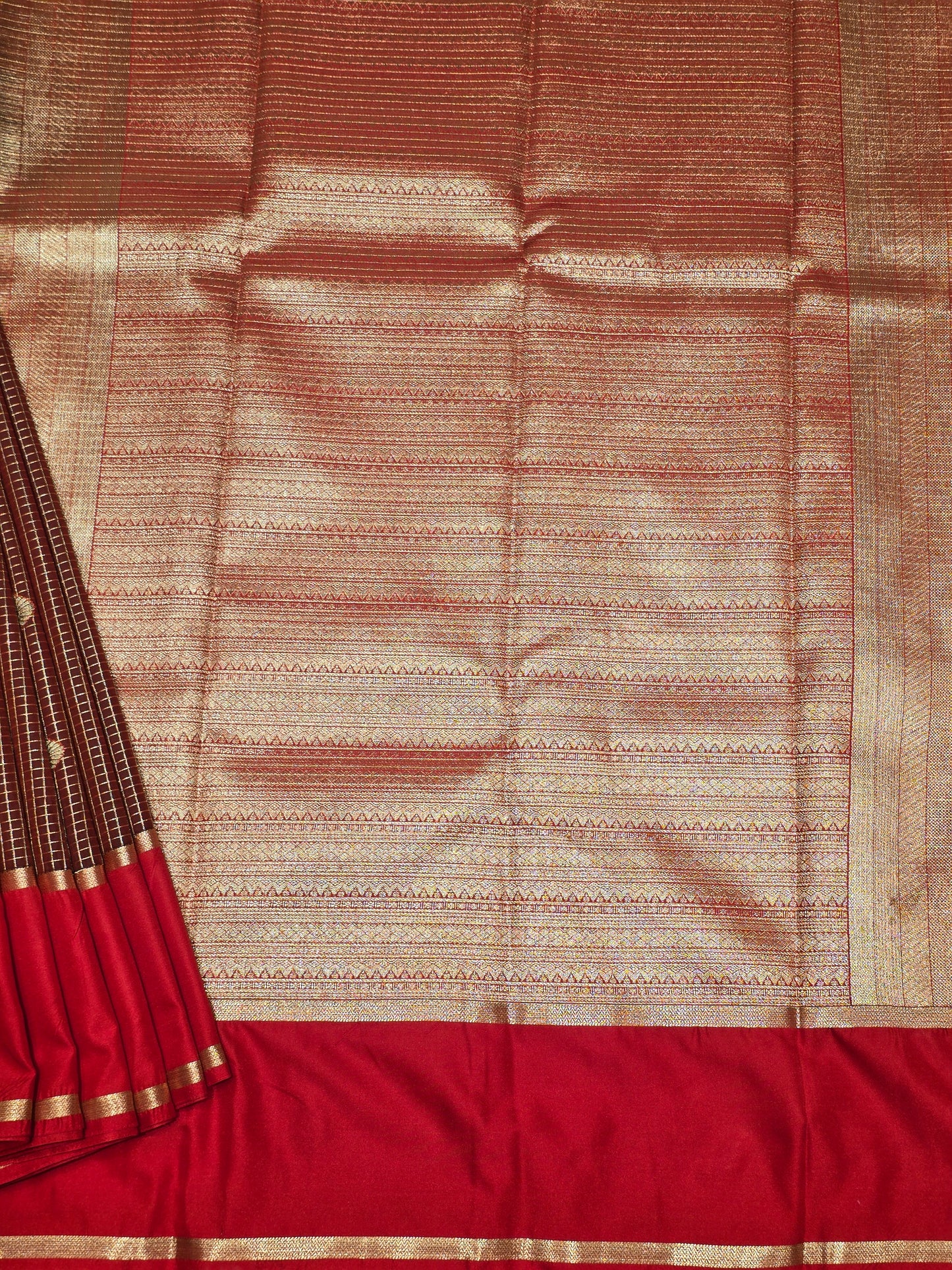 Semi kanjivaram saree with checked pattren and betex border