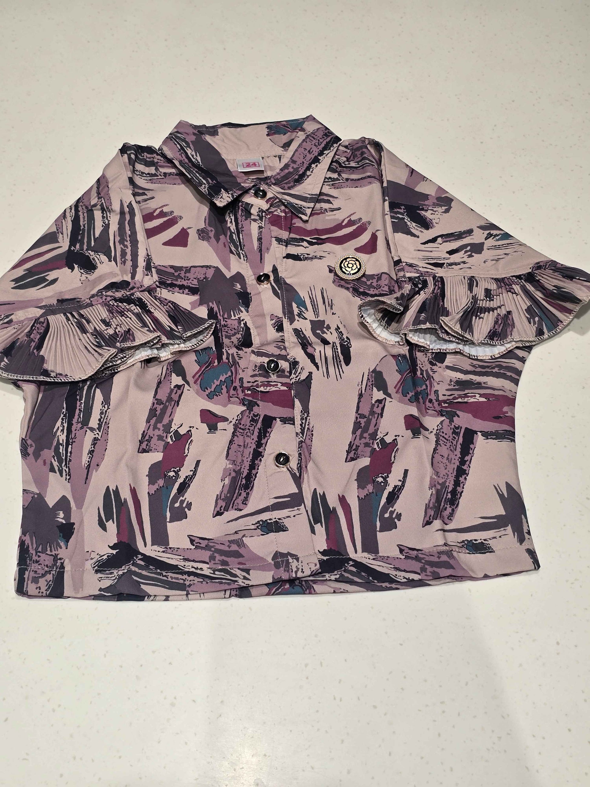 Georgette satin material multi shades western short shirt
