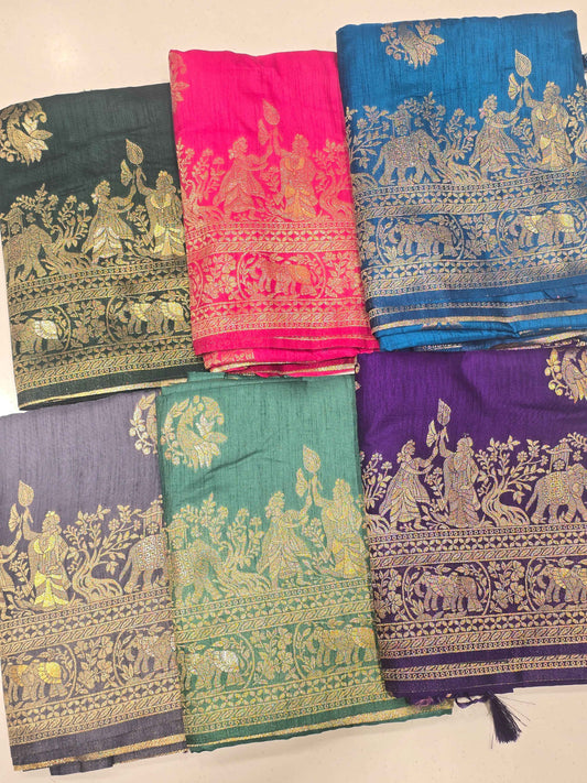 Women Multi Colour Semi Banarasi Silk Saree