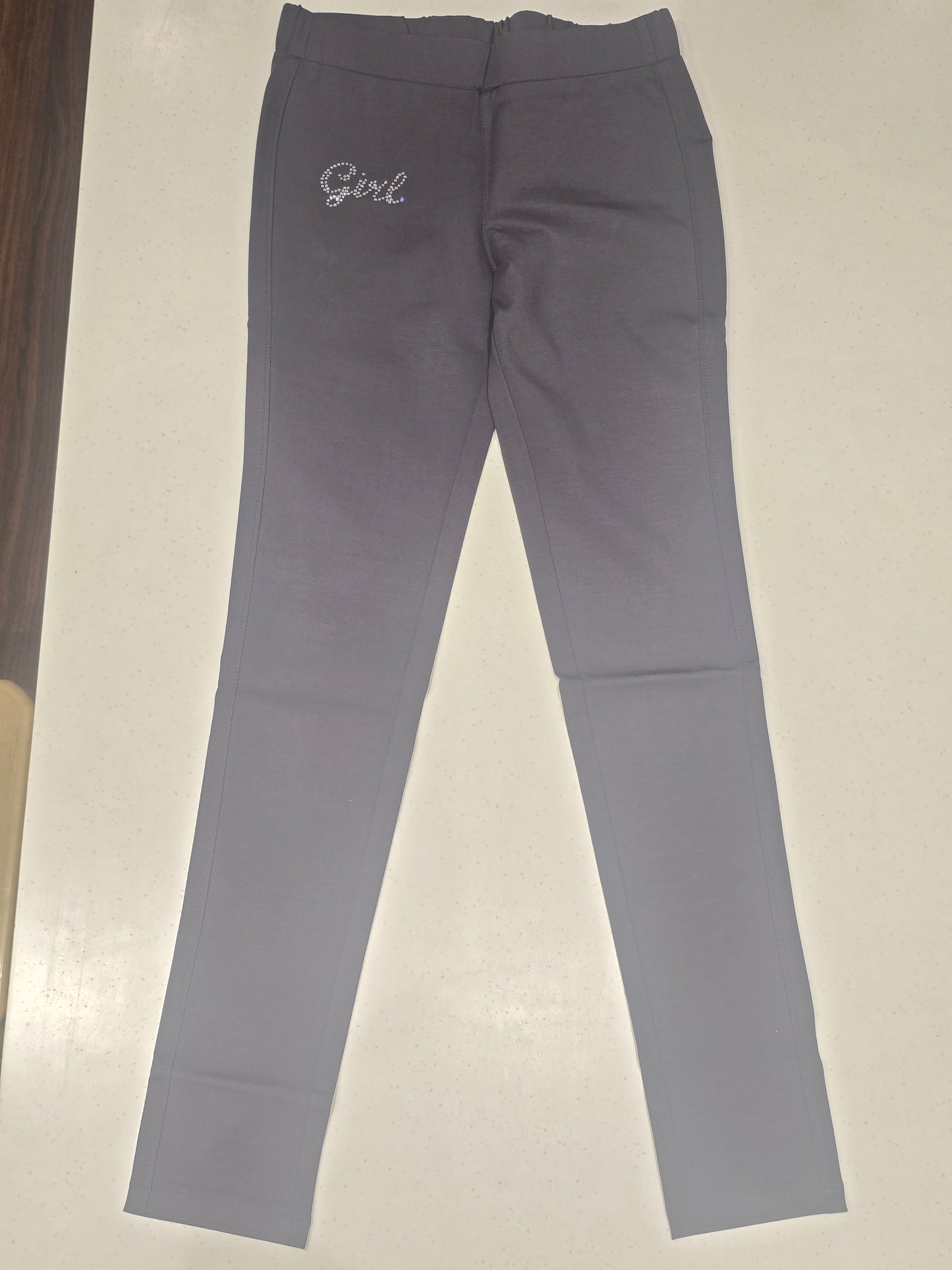 Black Colored Cotton Skin Fit Pants with Elastic Waist — Casual Wear for Girls
