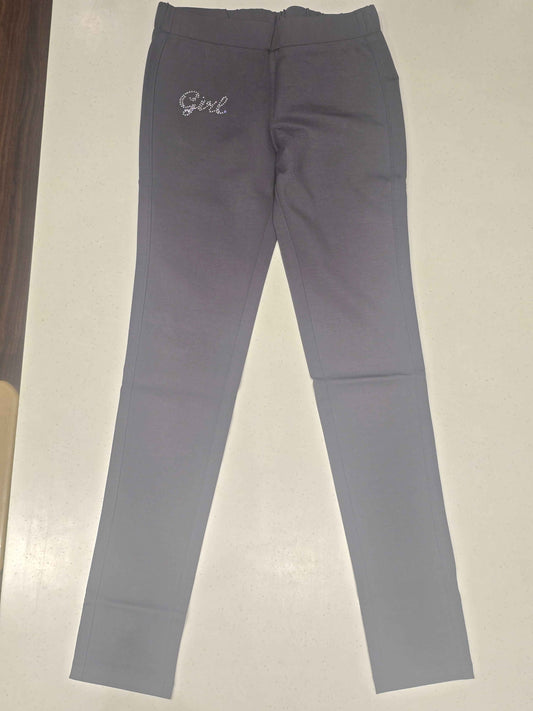 Black Cotton Skin Fit Pants for Girls