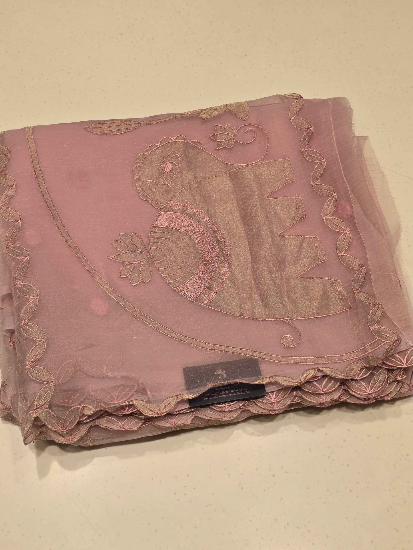 Sky Blue Organza Saree with Elephant Design