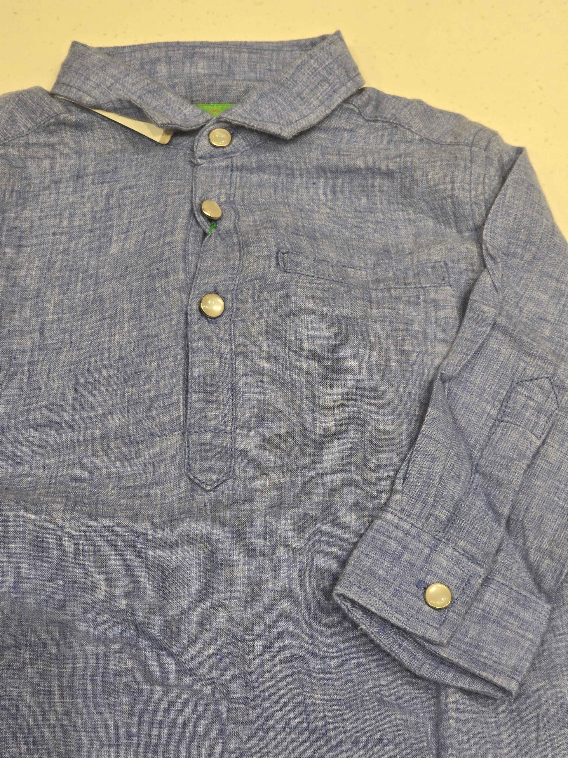 Lenin cotton material blue shade short kurta for boys