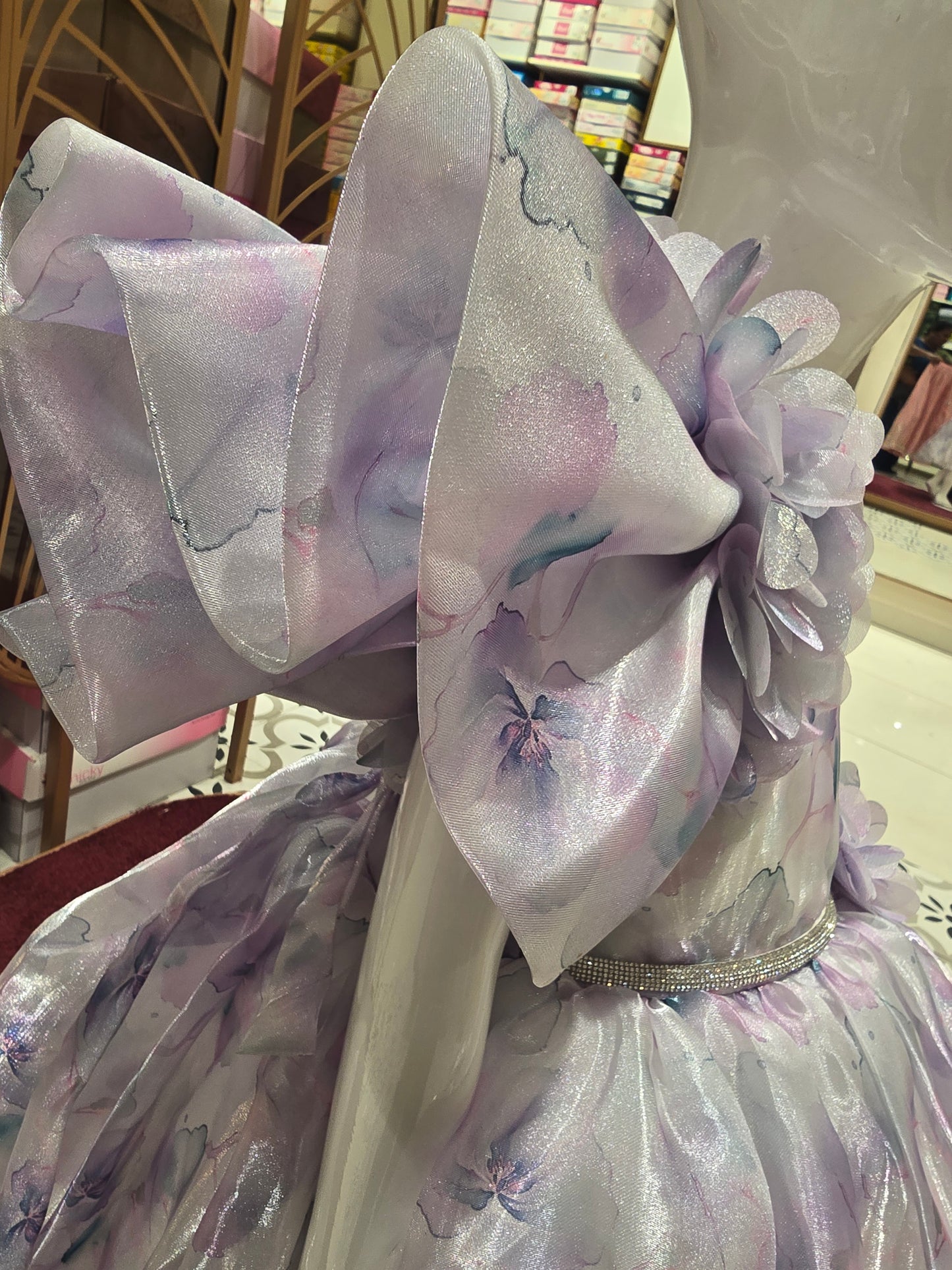 Girl Floral Printed Organza Party Short Frock