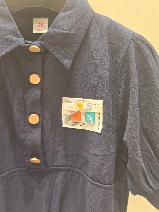 Girl Dark Blue Chiffon Western Top