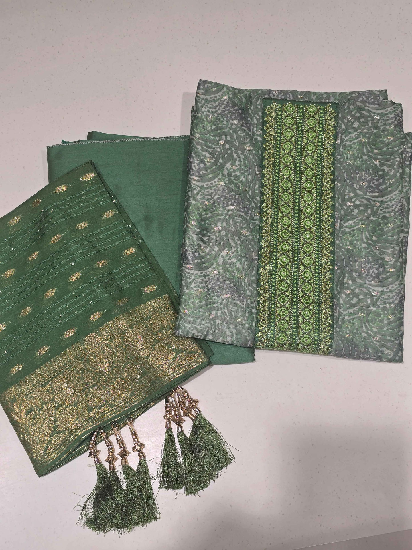 Printed Cotton dress material for women with sequin Dupatta