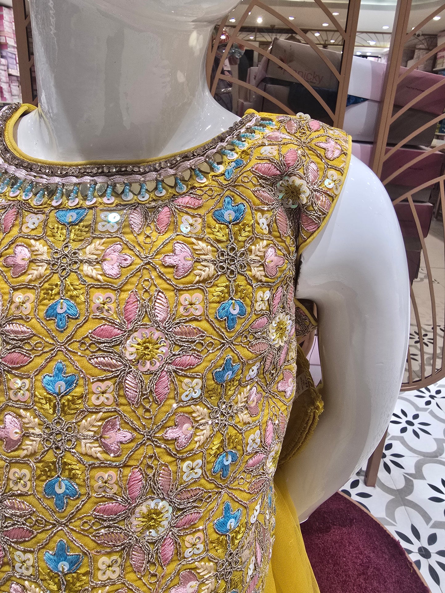 Shiffon Ghagra Choli with Machine Embroidery & Sequin Work (3-Piece Ethnic Wear Set)