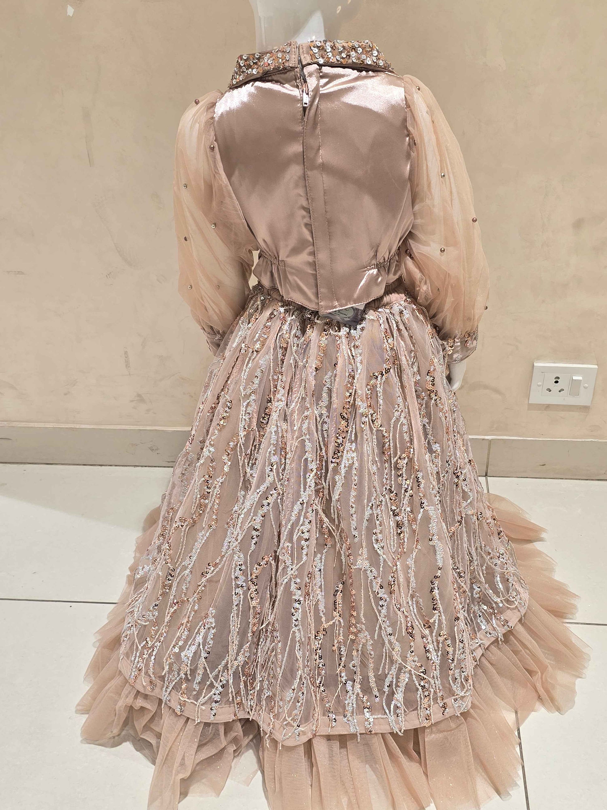 Fawn Knitted Bridal Lehenga for Girls