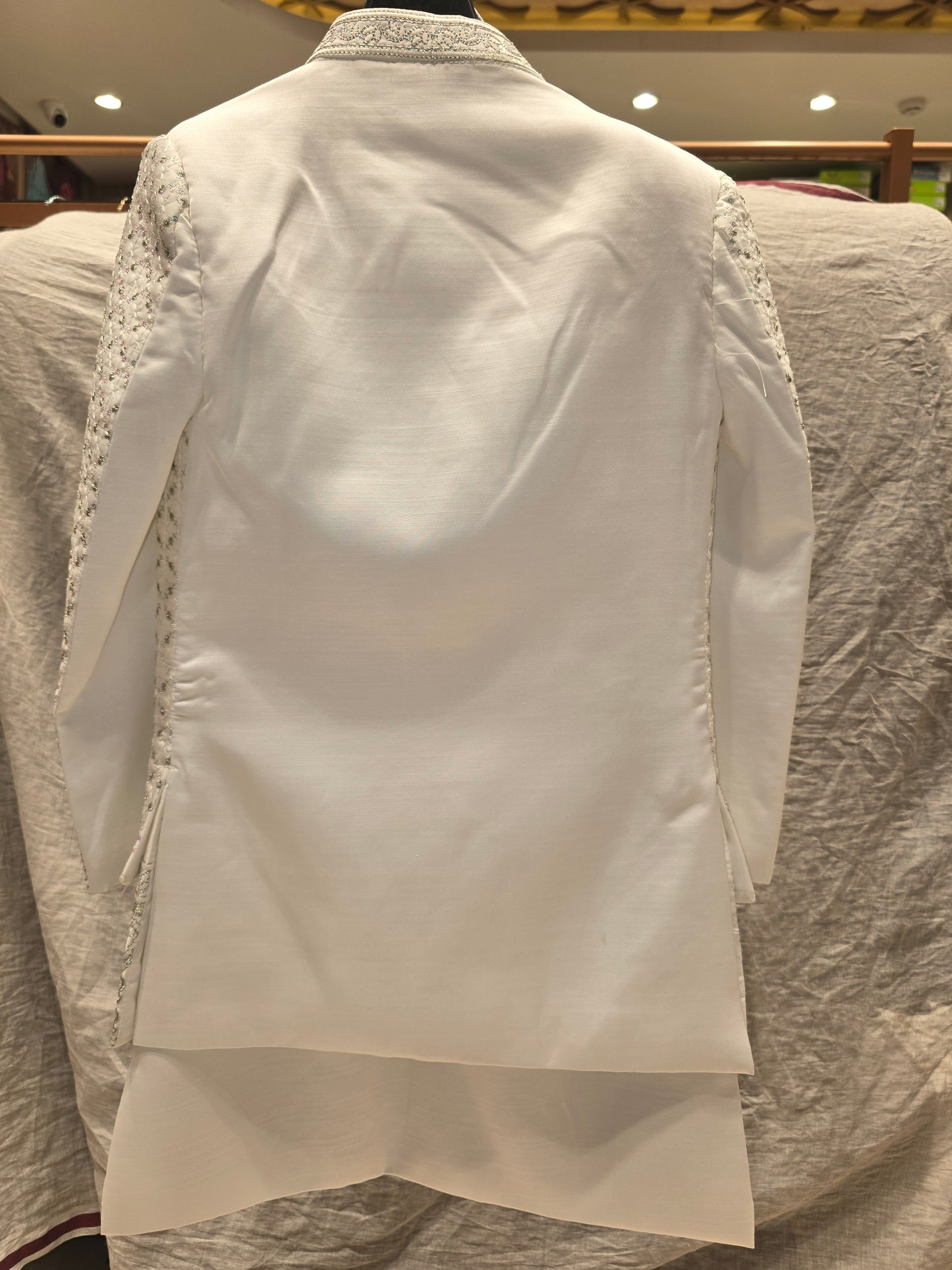 Boys Dupion Silk Indo-Western Set with Jari Hoshi Work and Open Jacket