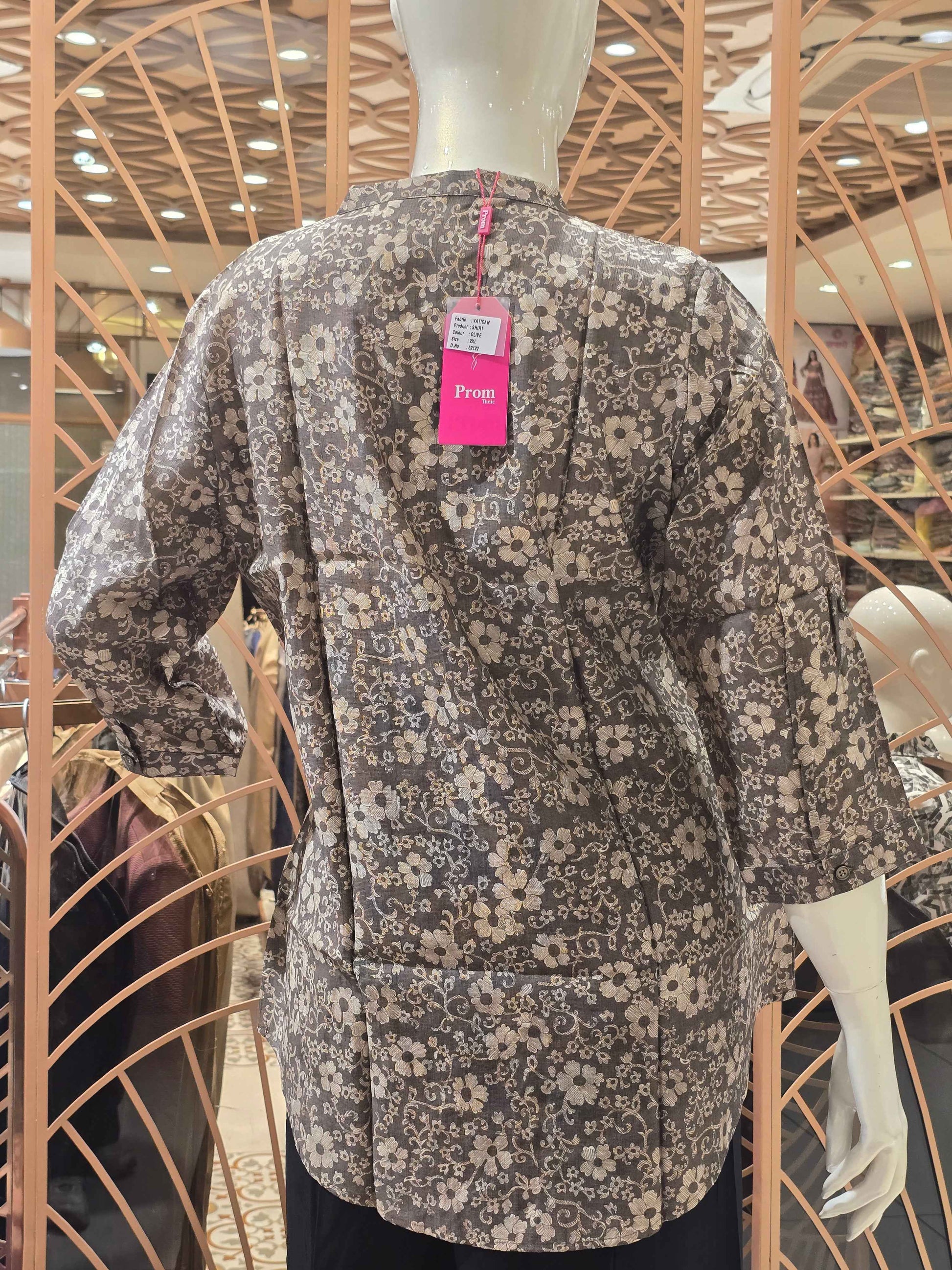 Printed Cotton material gray based shorts single kurta