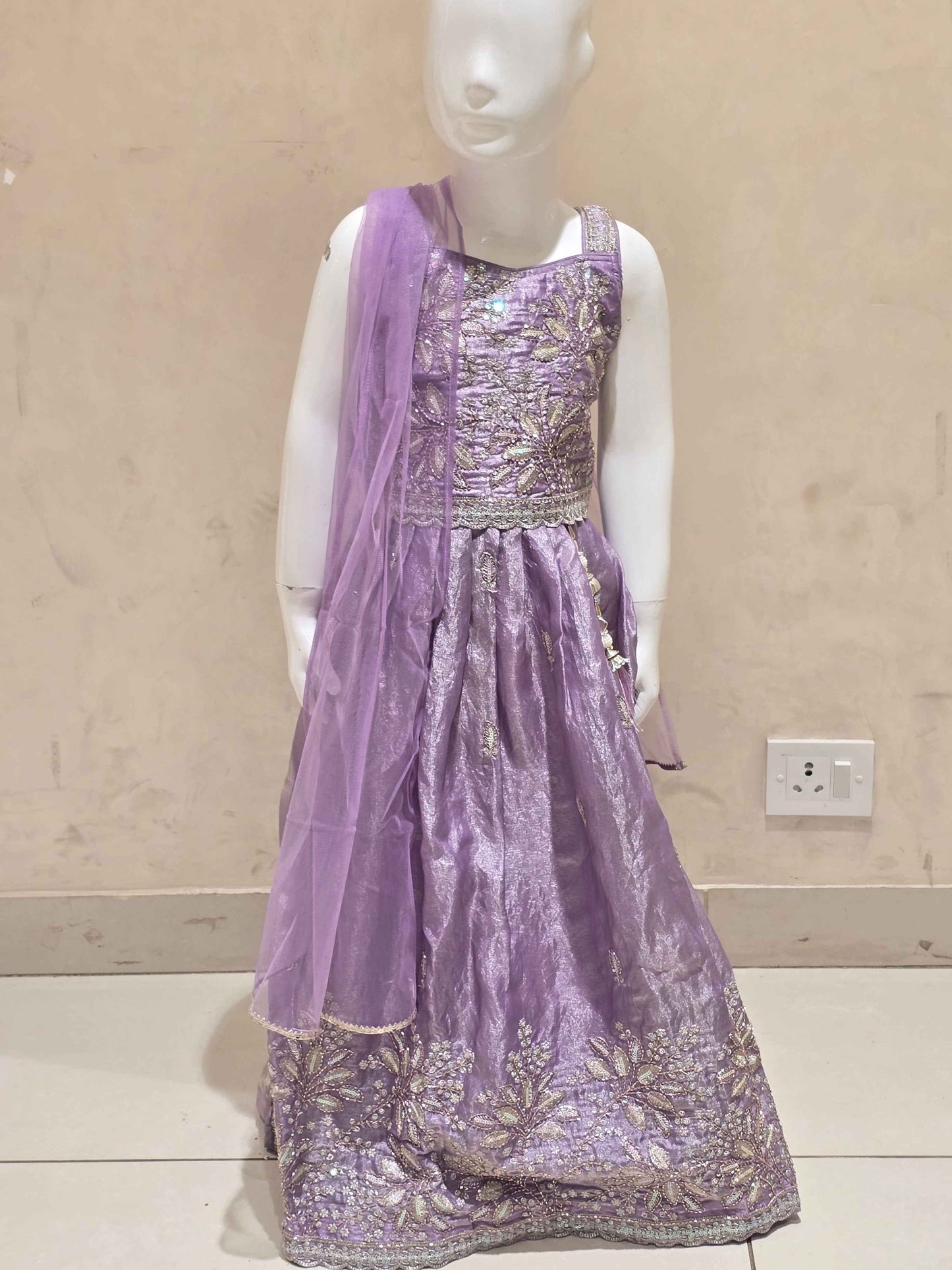 Lavender Organza Ghagra Choli for Girls