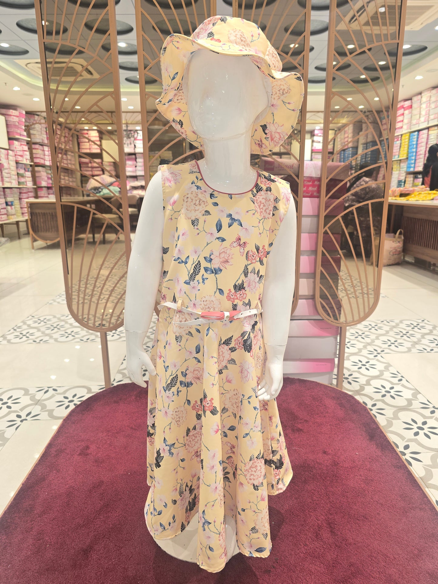 Girls Yellow Georgette Printed Baby Frock