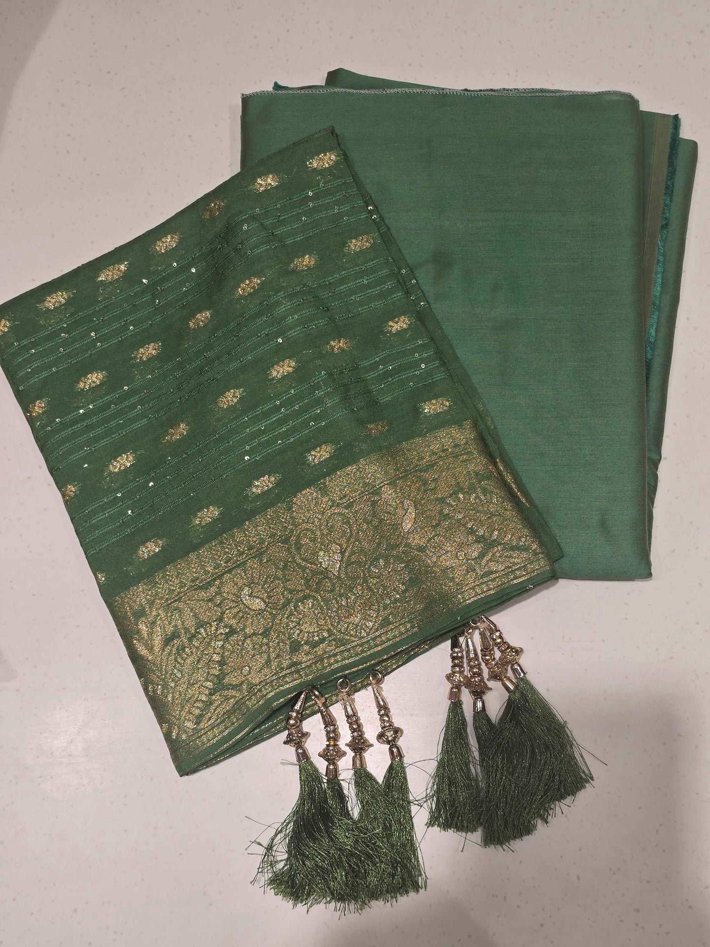 Printed Cotton dress material for women with sequin Dupatta