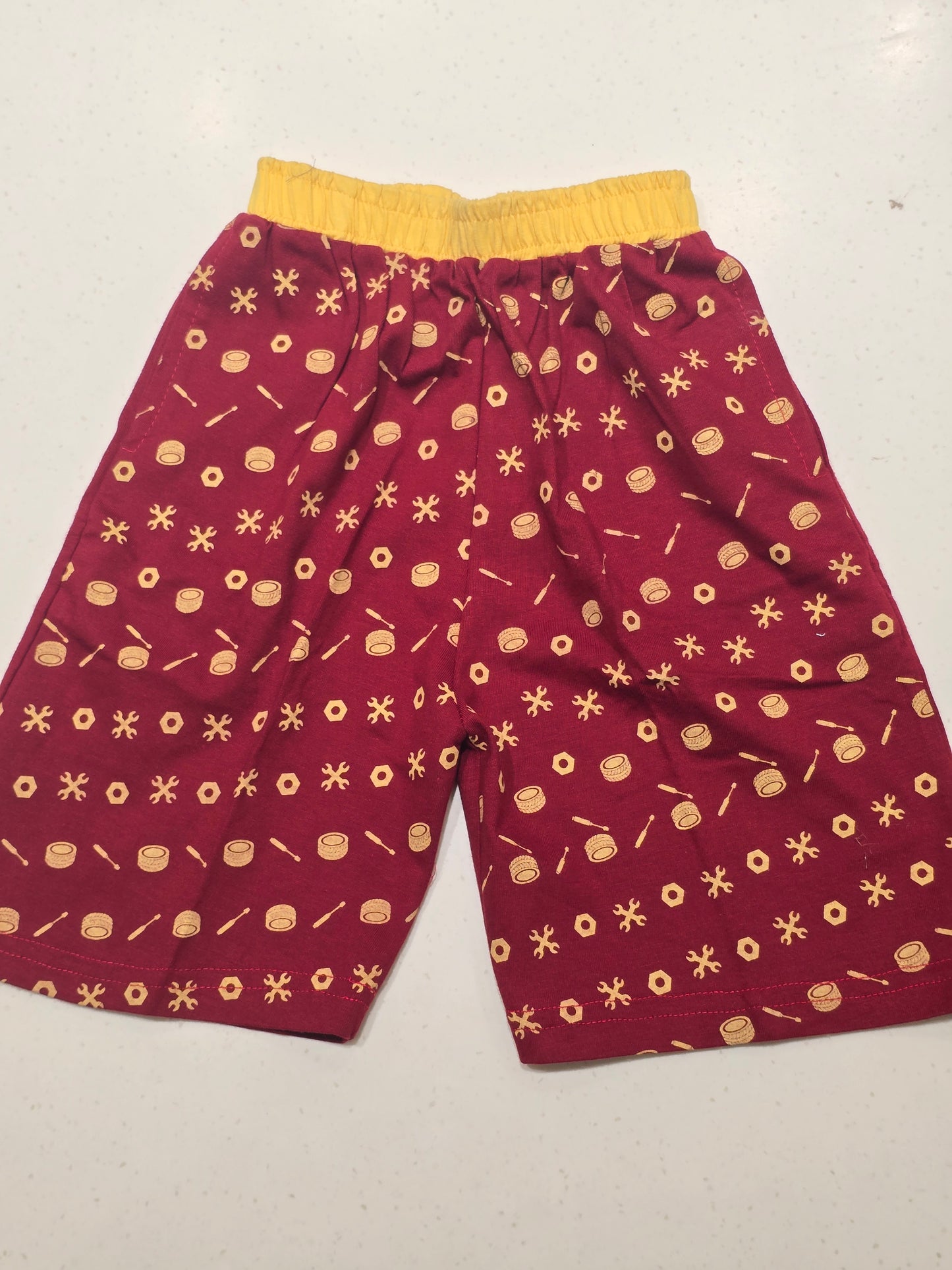 Maroon Printed Cotton Shorts for Boys